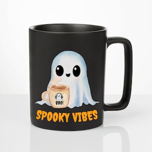 Funny Ghost Halloween Mug: Spooky Vibes Ceramic Coffee Cup