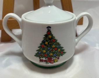 vintage mount clemens sugar bowl - holiday Christmas tree