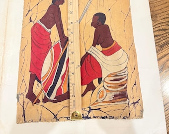 Vintage hand painted art on bark cloth - PRICE INCLUDES SHIPPING