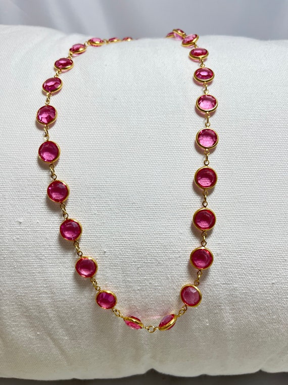 VTG Austrian crystal necklace - pink crystals