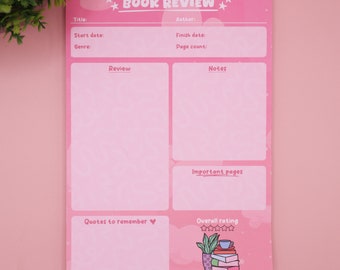 A5 Book Review Notepad | Reviews | Notes | Rating | Notepad & Bookmark Bundle Option