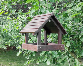 Vogelhaus aus Holz Klassische Massive Hängende Vogelfutterstelle Edelstahl Haken Handgemachtes Vogelhaus im Freien Geburtstagsgeschenk