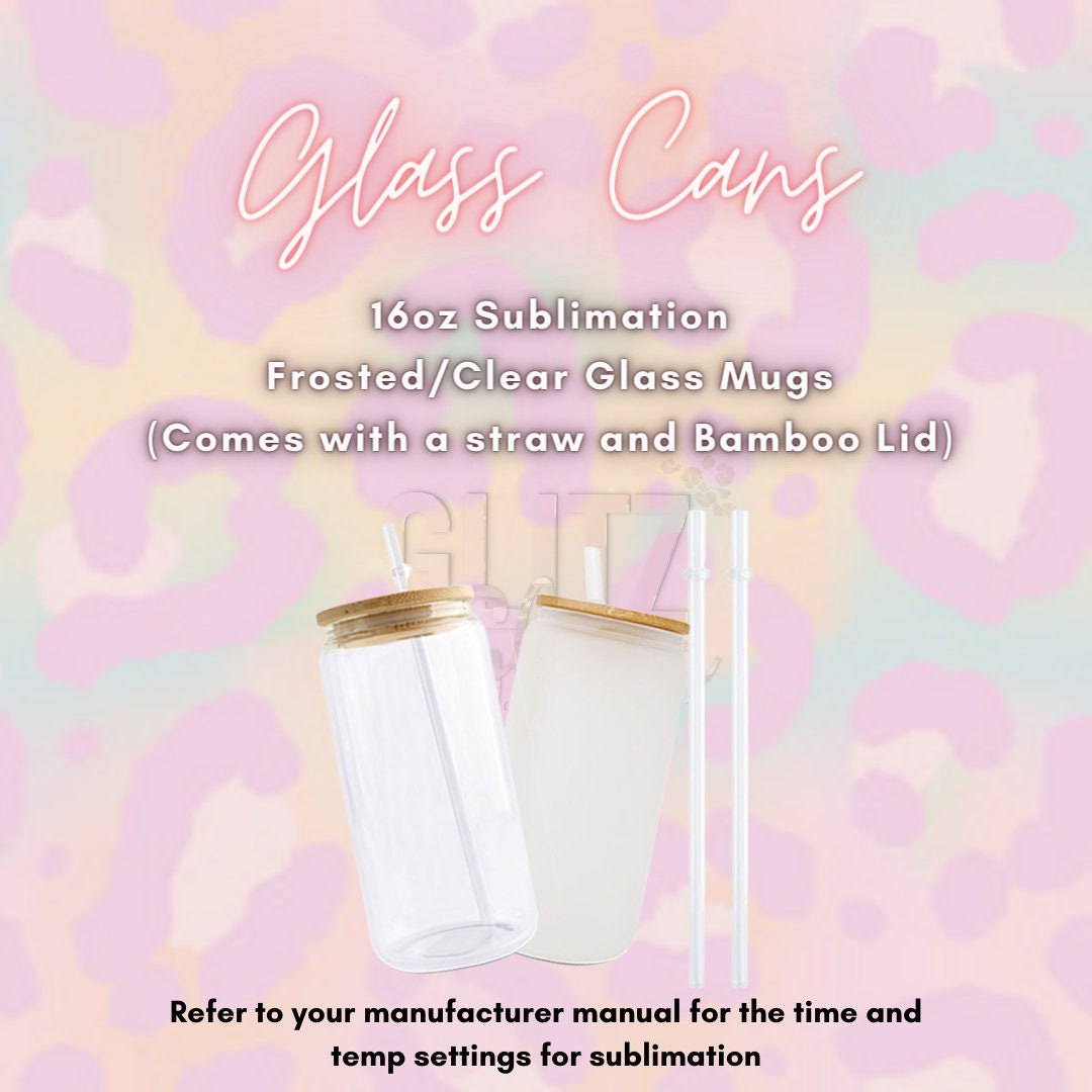 16oz Frosted Glass Cans 16oz Clear Glass Cans SUBLIMATION Etsy