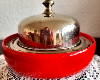 Beurrier ou plat à caviar en verre métallique émaillé rouge RÉTRO avec couvercle Bol à caviar rare style campagnard Danemark