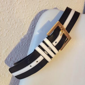 Escada Black and White Belt with Gold Buckle ESCADA White Belts for Women for sale | eBay main image 3