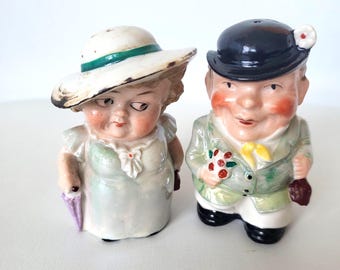 Salières et poivrières vintage en porcelaine : figurines allemandes des années 50