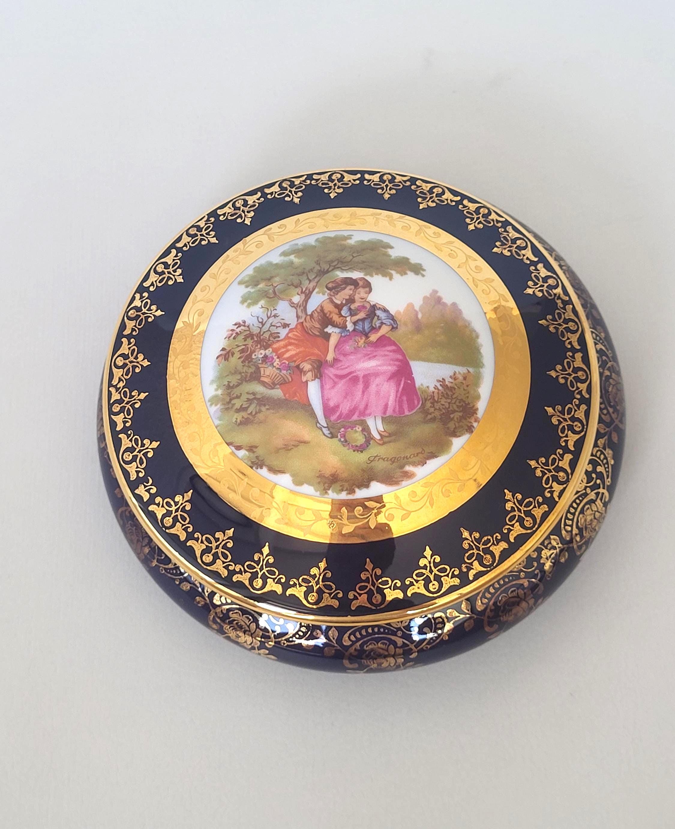 ヴィンテージ リモージュ コバルトブルー ロイヤルフランス 22金 小物