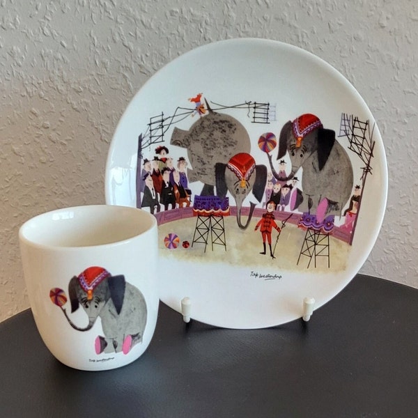 MIMI'S CIRCUS Fiep Amsterdam bv.  Fiep Westendorp  Illustrtions  Colorful children"s porcelain dennerware set with circus Elephants