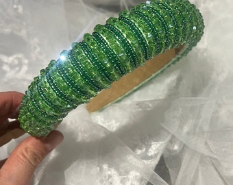 Green beaded headband