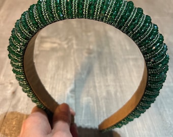 Emerald beaded headband