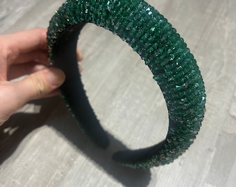 Emerald beaded headband