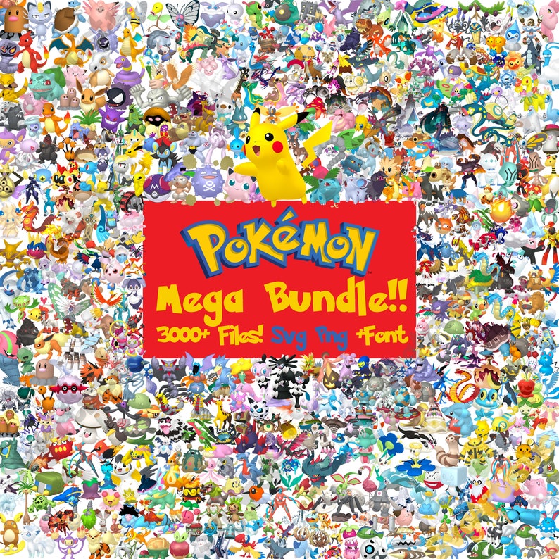 3000 Pokemon Layered Bundle Files, paquet pokemon, clipart pokemon, png pokemon, pikachu svg, cricut svg, silhouette svg image 1