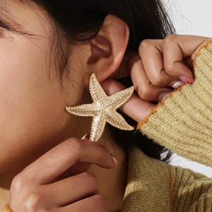 Starfish Earrings Large Starfish Design Exaggerated Large Design Jewelry for Beach Summer Jewelry zdjęcie 9