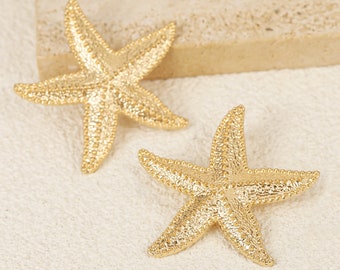 Aretes de Estrella de Mar • Diseño de Estrella de Mar Grande • Diseño Grande Exagerado • Joyería para Playa • Joyería de Verano