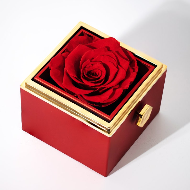 Caja de rosa eterna con collar de corazón personalizado Rosa real preservada Collar con nombre grabado personalizado Regalo de aniversario imagen 6