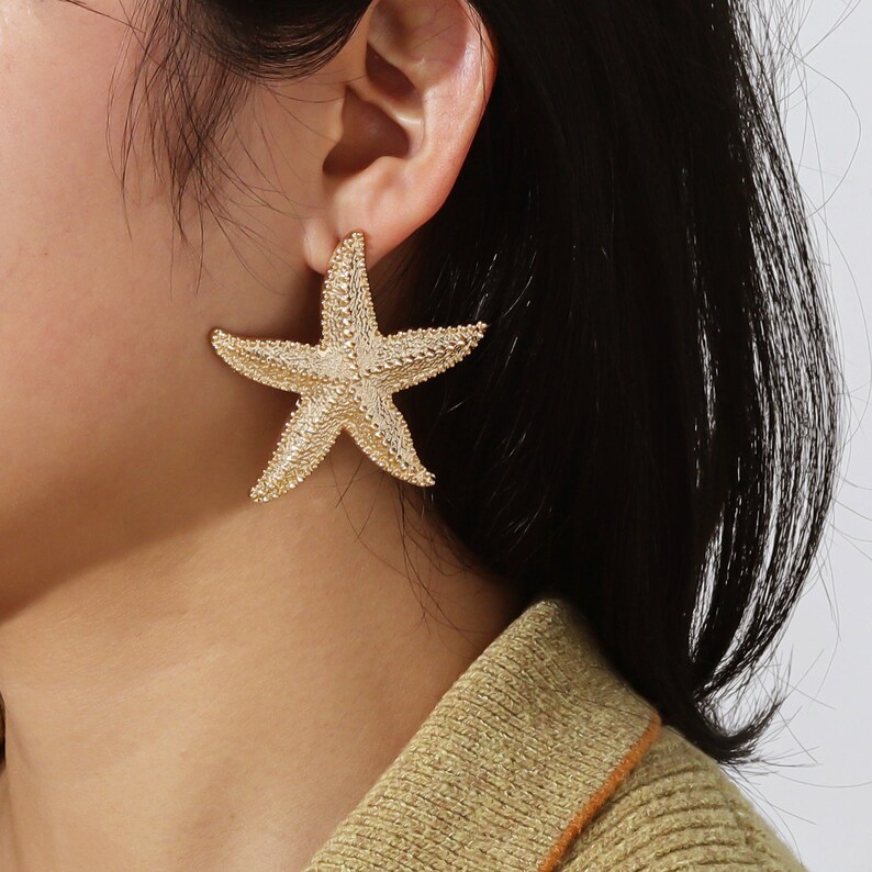 Starfish Earrings Large Starfish Design Exaggerated Large Design Jewelry for Beach Summer Jewelry zdjęcie 5