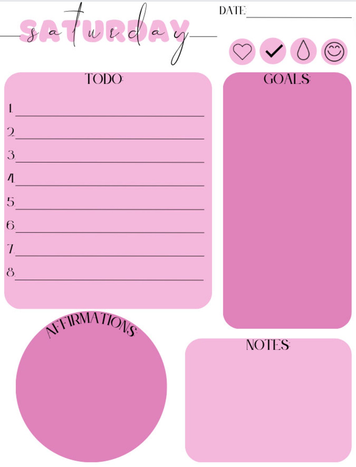 Colorful weekly planner instant download 7 days weekly schedule