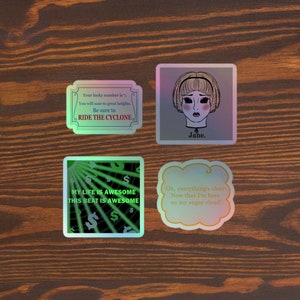 Ride The Cyclone Fan Art Stickers Set of 4 Holographic Vinyl Stickers