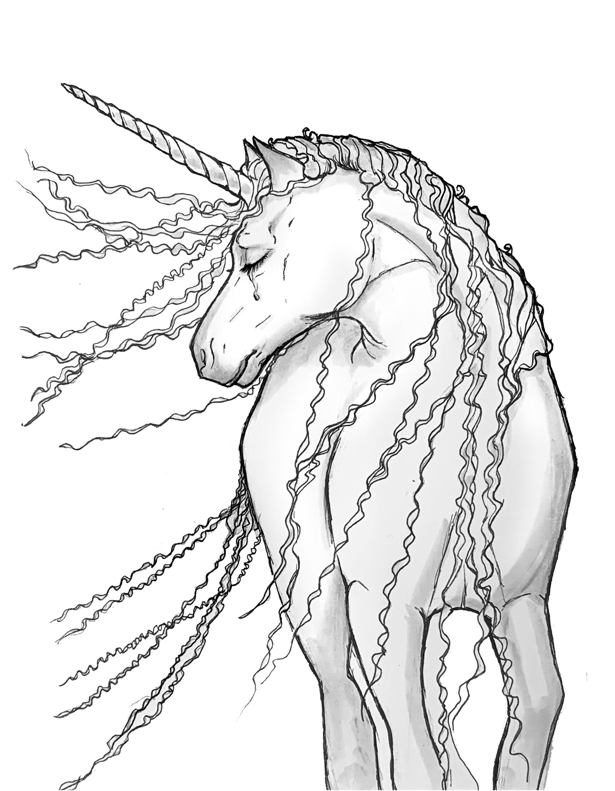 Lost Unicorn Coloring Page - Etsy