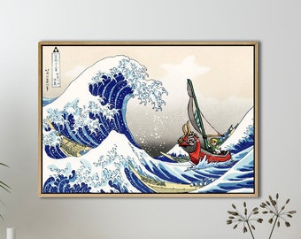 The Legend of Zelda Windwaker, Printed Smooth Surface,The Great Wave off Kanagawa Print Wall Art Canvas, Ready to Hang Canvas.