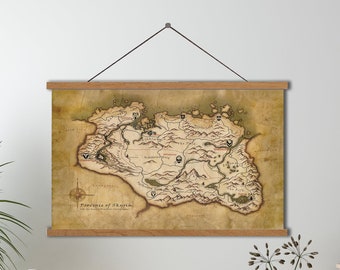 Wall Hanging Canvas,The Elder Scrolls Map,Skyrim Map Print, Map of Tamriel Canvas, Province Of Skyrim Poster,Game Art Map,Game Poster Gift,