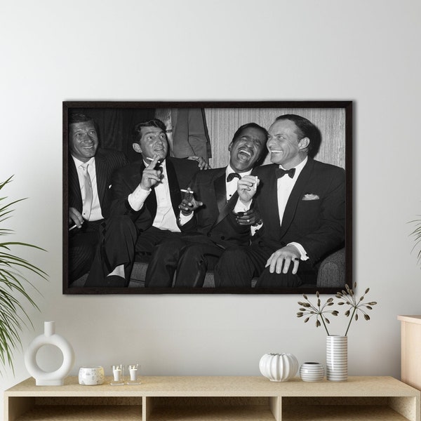 The Rat Pack - Dean Martin, Sammy Davis Jr. and Frank Sinatra c. 1961 - black & white, vintage celebrities, old Hollywood glam