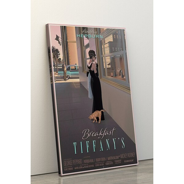 Audrey Hepburn, Breakfast at Tiffany's Cartoon Poster, Vintage photo, Premium Quality Home Office Decor Wall Art
