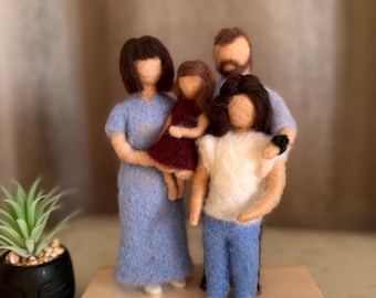 Unique Birthday Gifts for Friends - Custom Family Portrait Sculpture  from Photo - Personalized Wool Figurine
