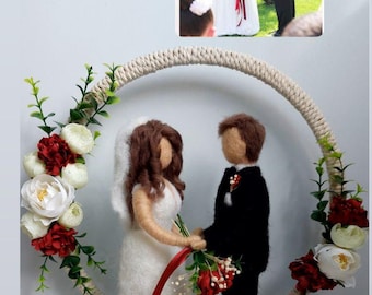 Custom Bride And Groom Statue from your Photo - Just Married Wool Figure - Personalized Newlyweds Gift