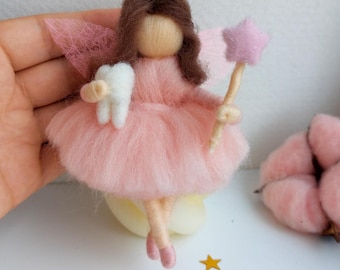 Tooth Fairy Needle Felted Doll - Fairy Ornaments Nursery Decor - Handmade Girl Room Decor - Tooth Lost Gift for Kids