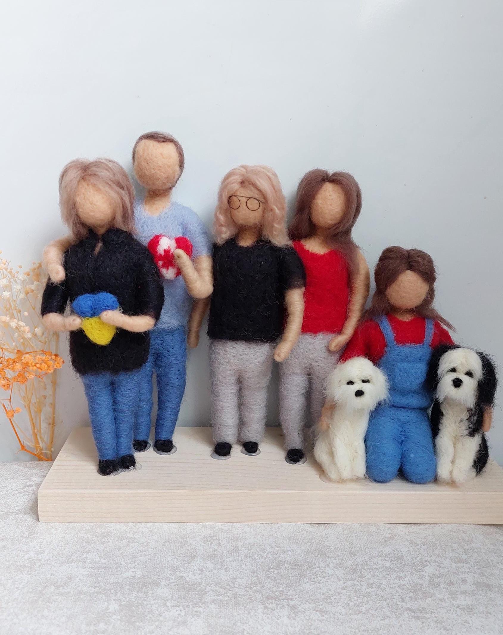 Personalized Family Figurine - Custom Wool Needle Felted Portrait