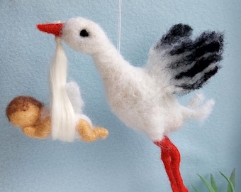 Unique Stork and Baby Figurine - Perfect for Baby Shower - Nursery Decoration - - Cute Gift Idea for Pregnant Moms