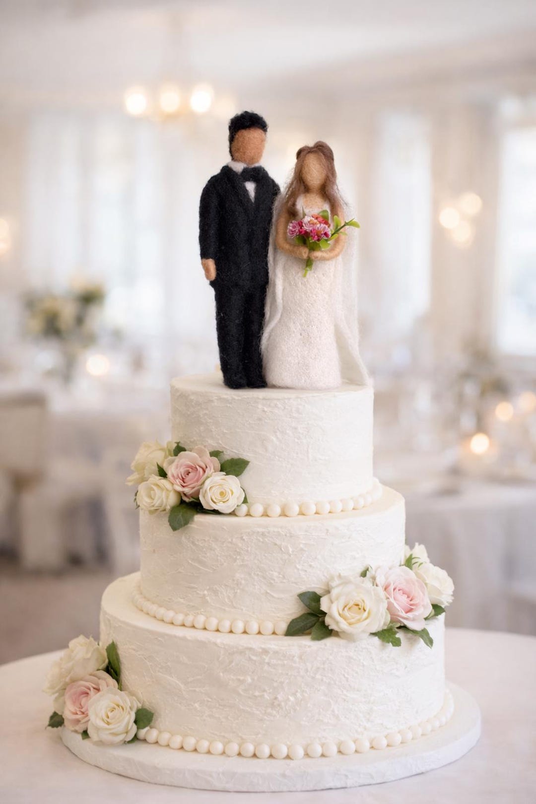 Personalized Bride & Groom Cake Topper - Custom Needle Felted Wedding ...