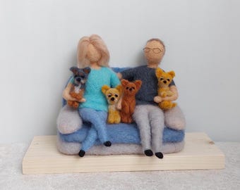 Custom Family Statue with Pets  from your Photo - Anniversary Gifts for Couples -  Personalized Anniversary Gift
