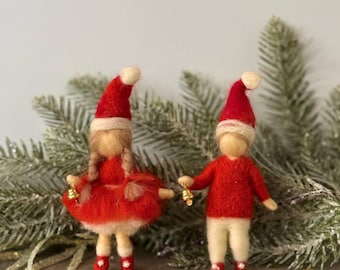 Holiday Elf Decor - Handmade Needle Felted Christmas Ornaments - Perfect Christmas Tree Decor
