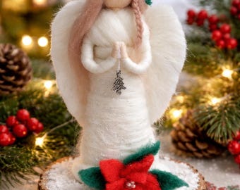 Christmas Angel Table Decor - Handmade Needle Felted Angel Ornament - Perfecr Xmas Gift