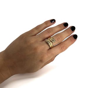 Chunky gesmolten goud unieke ring, gesmolten minimalistische onregelmatige verstelbare roestvrijstalen ringen voor dames en heren, futuristische open ring goud