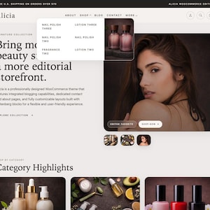 WordPress-thema Alicia | WooCommerce Beauty Shop-thema | Redactioneel Gutenberg-websitesjabloon