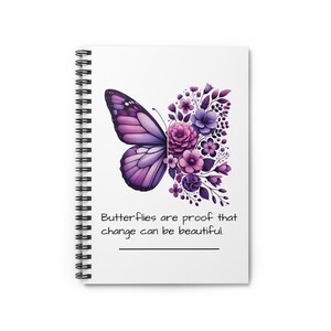 Purple Butterfly Spiral Notebook - Ruled Line