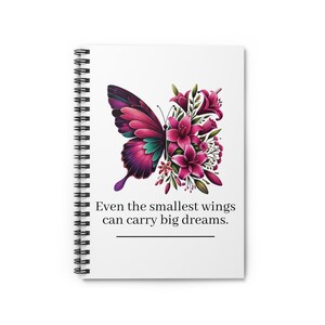 Pink & Green Butterfly Spiral Notebook - Ruled Line
