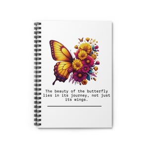 Yellow Butterfly Spiral Notebook - Ruled Line