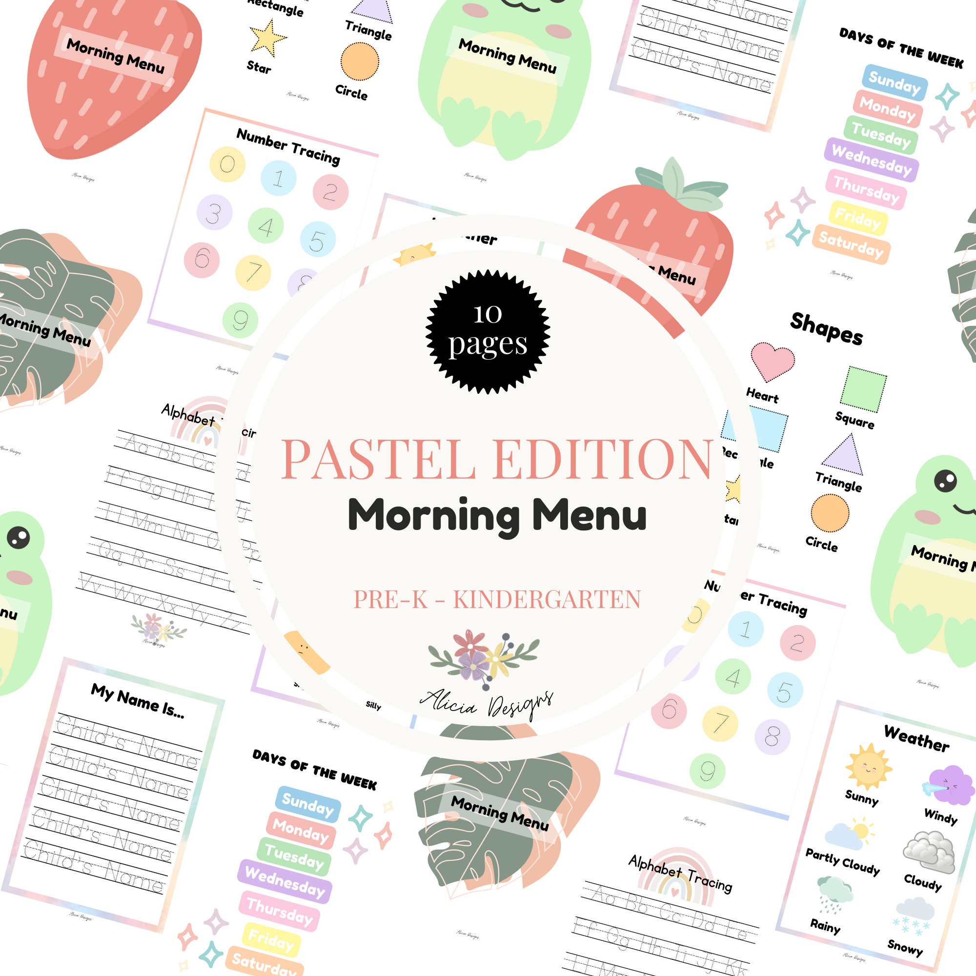 Morning Menu - Simple Pastel Edition (Preschool - Kindergarten), Toddler  Morning Menu, Morning Baskets, Homeschool Binder Inserts