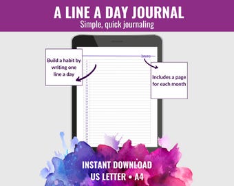 Daily One Line a Day Journal, Minimalist Journal for Mindfulness, Gratitude & Personal Reflection, Easy Journaling Habit Tracker