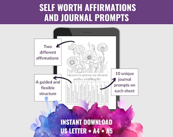 Self-Love Journal with Daily Affirmations, Guided Journal Prompts for Self-Worth and Confidence, Boost Self-Esteem and Positive Mindset
