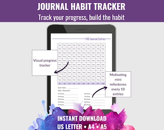 Daily Journal Habit Tracker, Digital Journal for Self-Care and Self-Improvement, Build a Journaling Routine