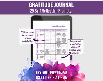 Gratitude Journal Prompts for Self-Improvement, Wellness & Daily Journaling, Self-Awareness and Reflection Journal