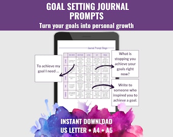 Goal Setting Journal Prompts, Monthly Reflection Worksheet, Guided Journaling for Self-Reflection, Personal Growth & New Year Resolutions