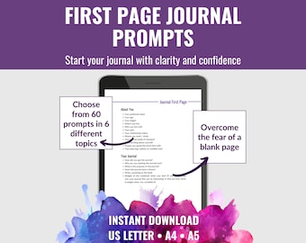 First Page Journal Prompts, Start a Journal with Guided Writing, About Me Template, Back to School Activity & Digital Keepsake