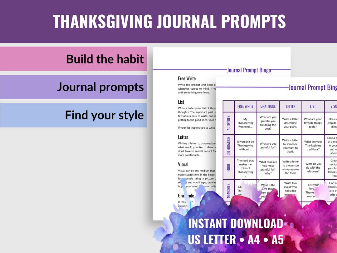 Thanksgiving Journal Prompts, Guided Gratitude Journal for Self ...