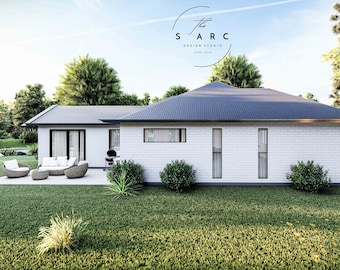 Modern Farmhouse Plan: 3 Bed, 2 Bath, Double Garage (PDF)